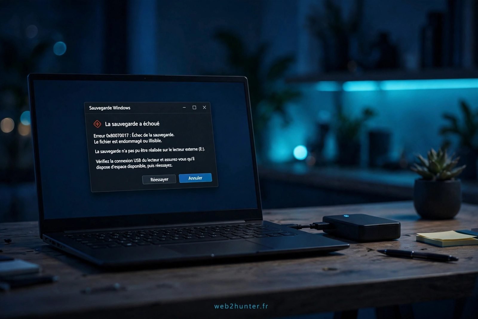 Windows 11 : l'Historique des fichiers bloqué après la mise à jour KB5124008 (« reconnectez votre lecteur »)