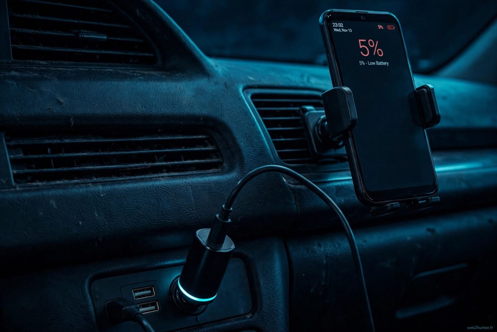 Téléphone qui se décharge malgré le chargeur en voiture : le chargeur allume-cigare en cause