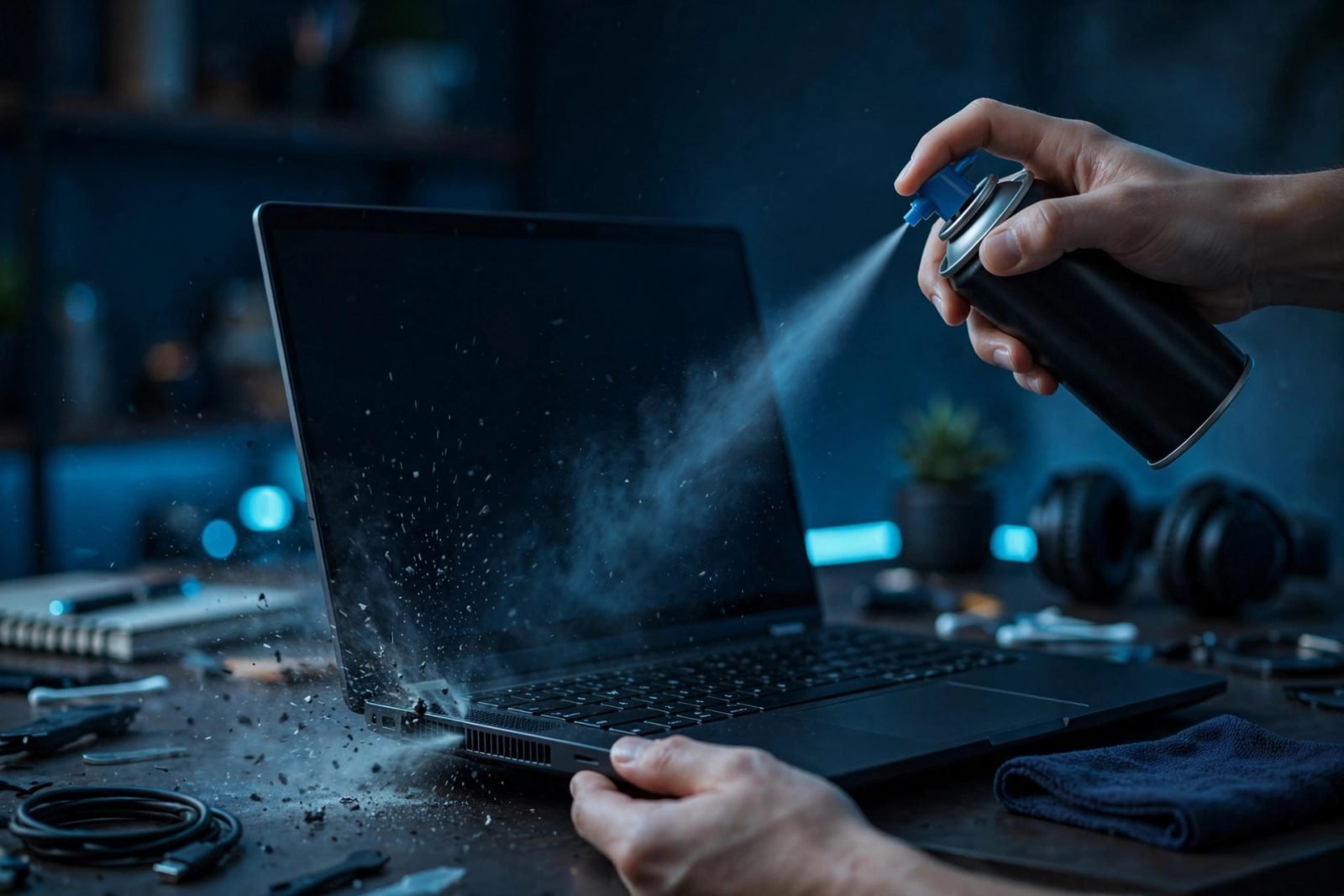 Dépoussiérer un ventilateur PC à la bombe à air : le bon sens de soufflage