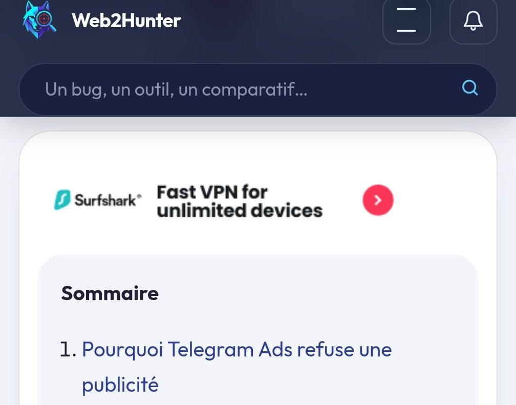 Exemple de bannière Adsterra 300x50 affichée sur web2hunter.fr